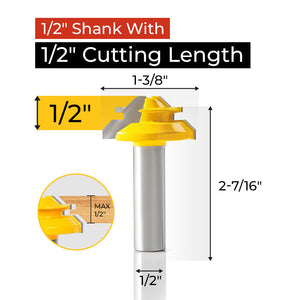 45° Lock Miter Router Bit - 1/2" Shank
