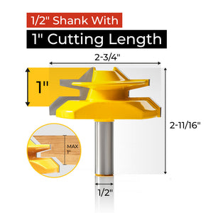 45° Lock Miter Router Bit - 1/2" Shank
