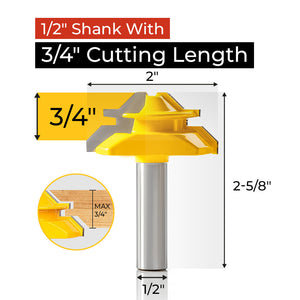 45° Lock Miter Router Bit - 1/2" Shank