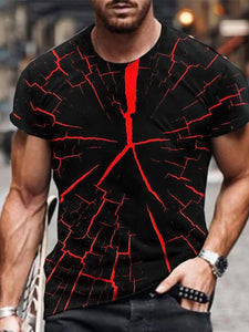 3D Graphic Printed Short Sleeve Shirts Poker Man Red lightning
