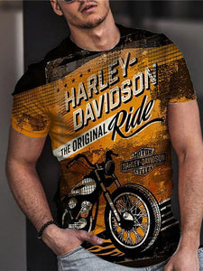 3D Graphic Printed Short Sleeve Shirts motorcycle