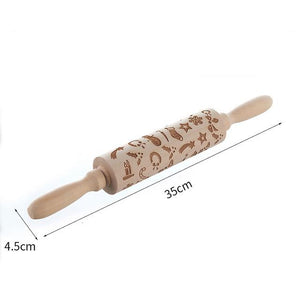 Christmas print wooden rolling pin