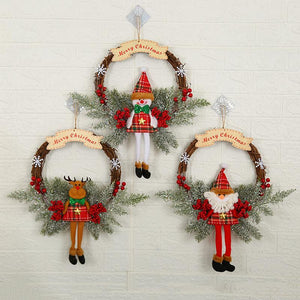 Christmas Doll Rattan Ring Ornaments