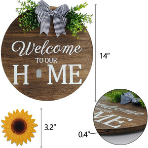 🎁Christmas Hot Sale-50% OFF🎄Interchangeable Welcome to Our Home Wood Round Wreath