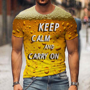 3D Graphic Printed Short Sleeve Shirts Keep Clam & Carry On