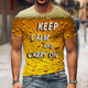 3D Graphic Printed Short Sleeve Shirts Keep Clam & Carry On