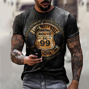 3D Graphic Printed Short Sleeve Shirts Letter Print