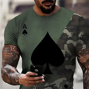 3D Graphic Printed Short Sleeve Shirts Poker Print